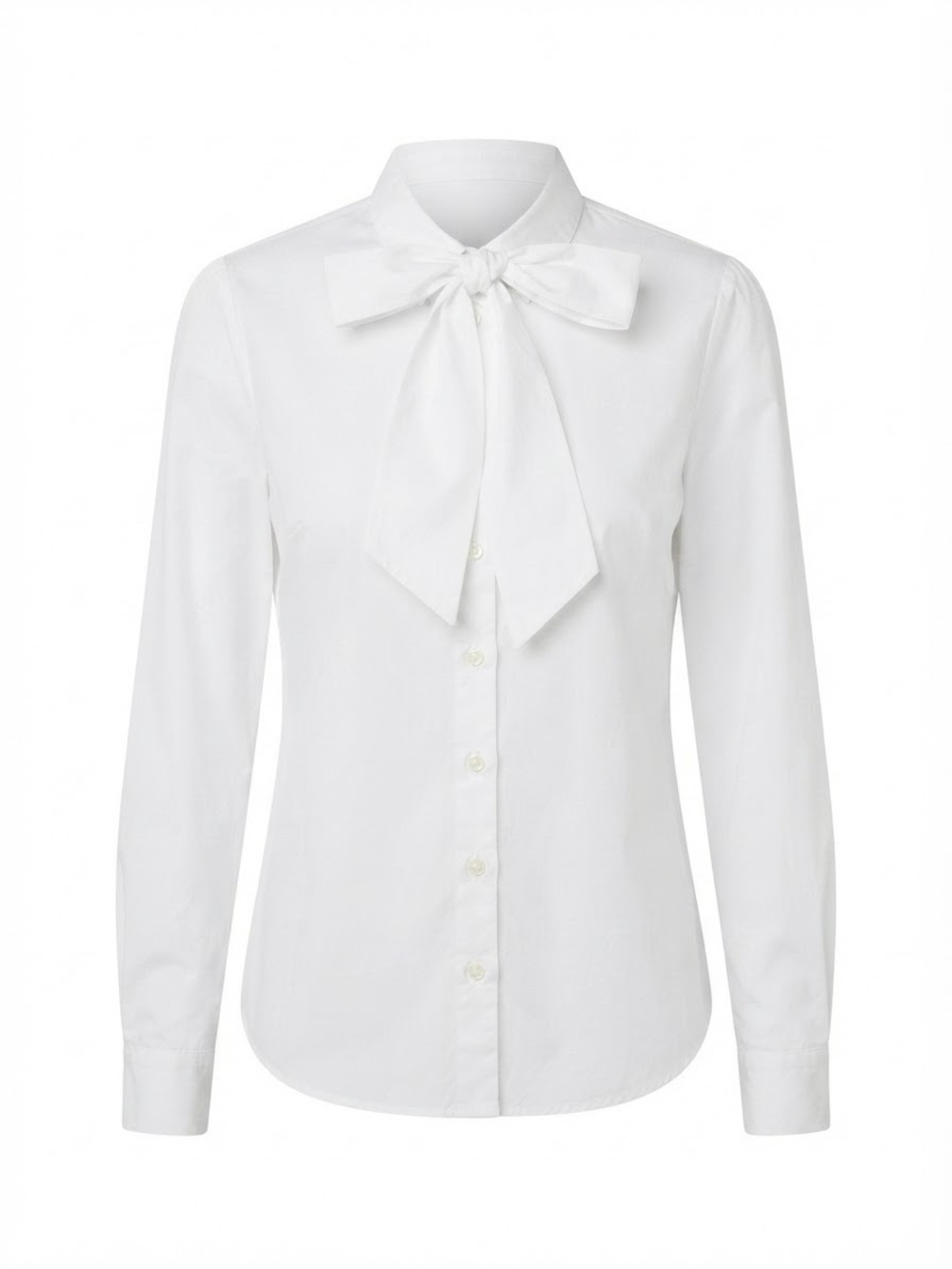 Women's White Bow Tie Button-Up Shirt